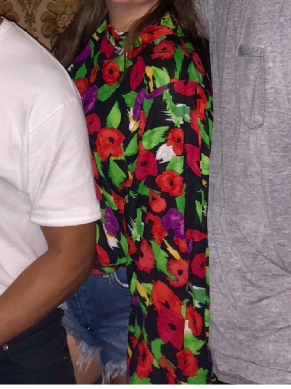 Zara Red and Green Floral Print Top